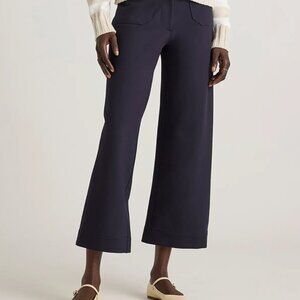 Quince Ultra stretch Ponte Cropped Wide Leg Pant - Navy blue